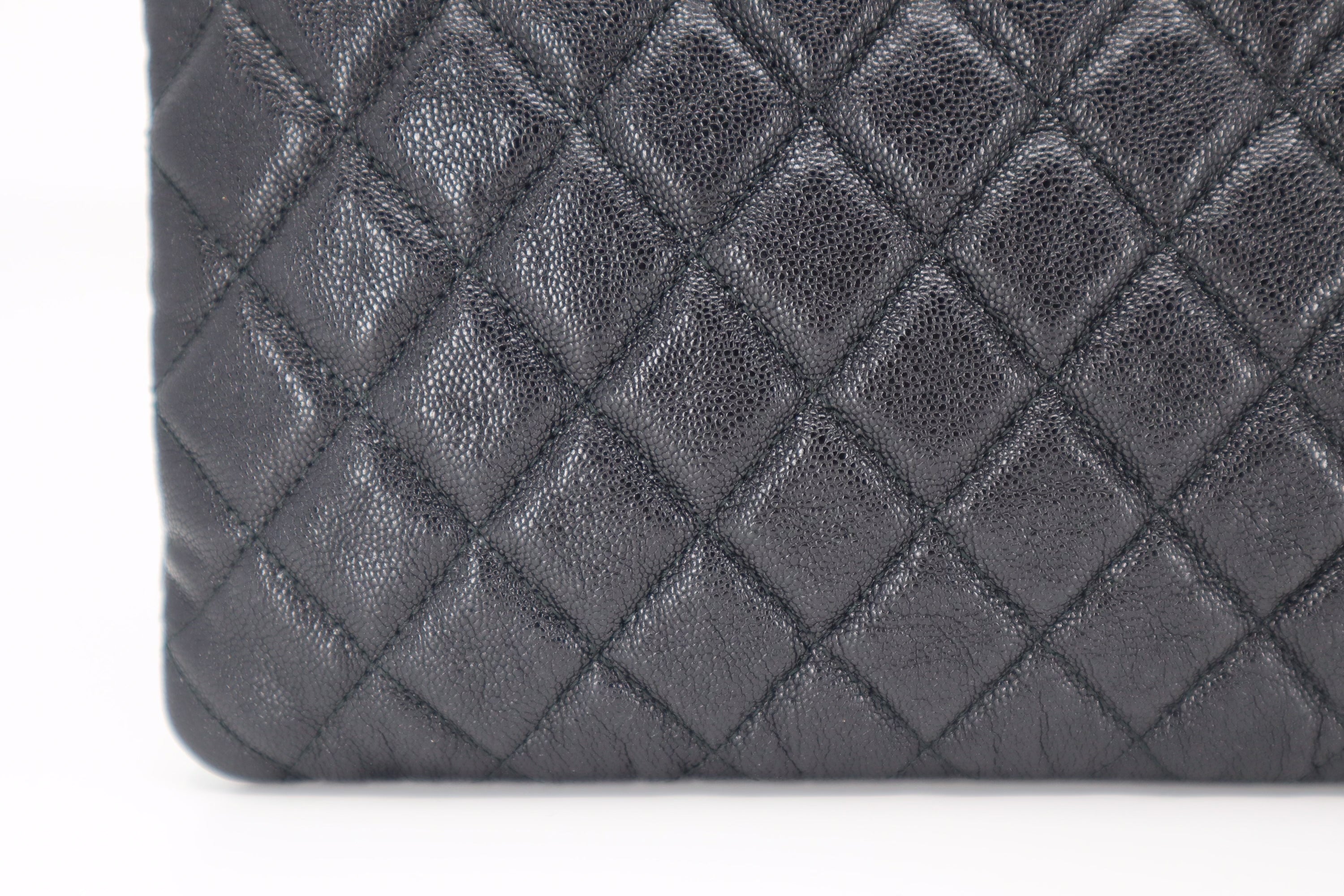 Chanel Caviar Quilted Large Boy Zip Pouch Black