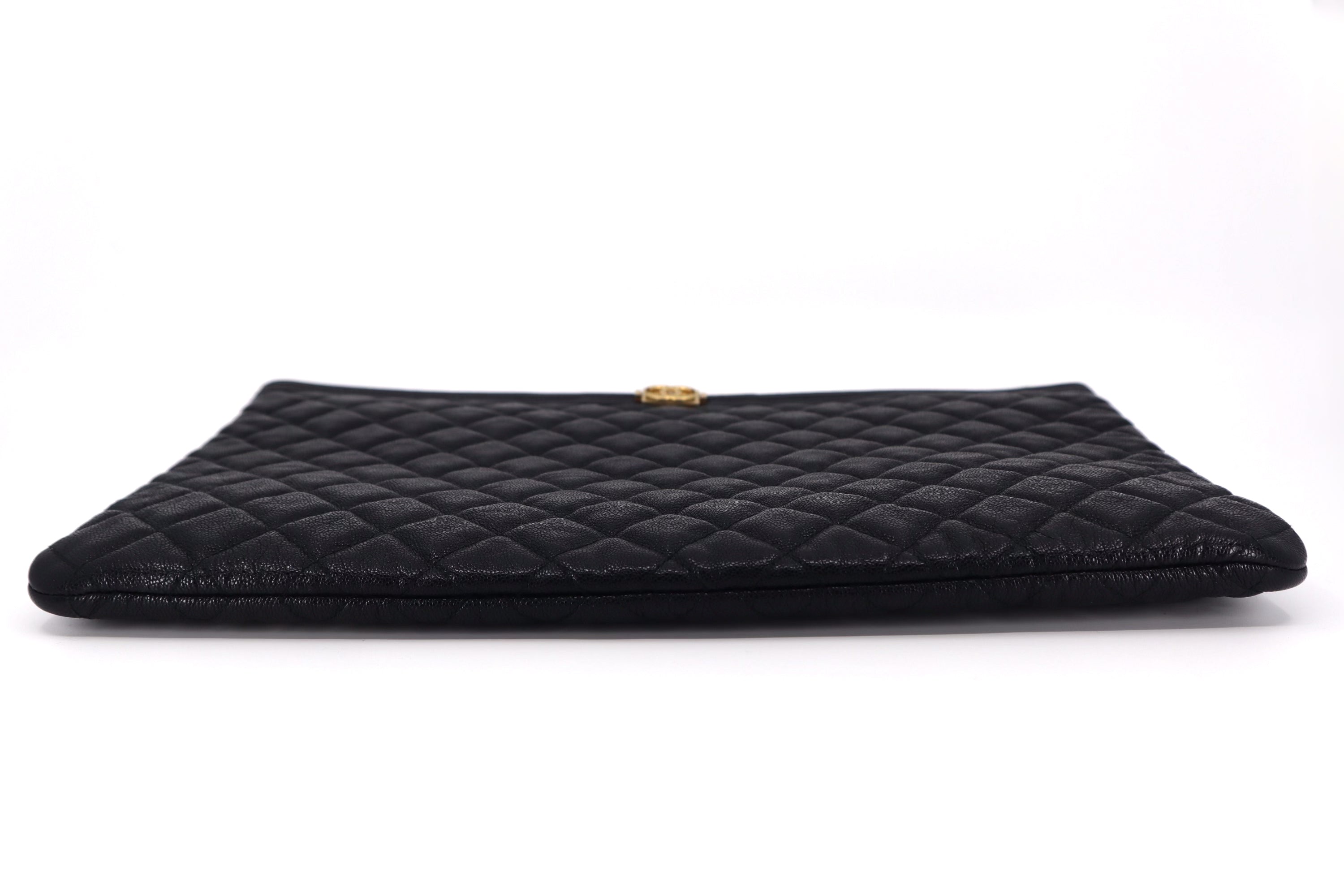 Chanel Caviar Quilted Large Boy Zip Pouch Black