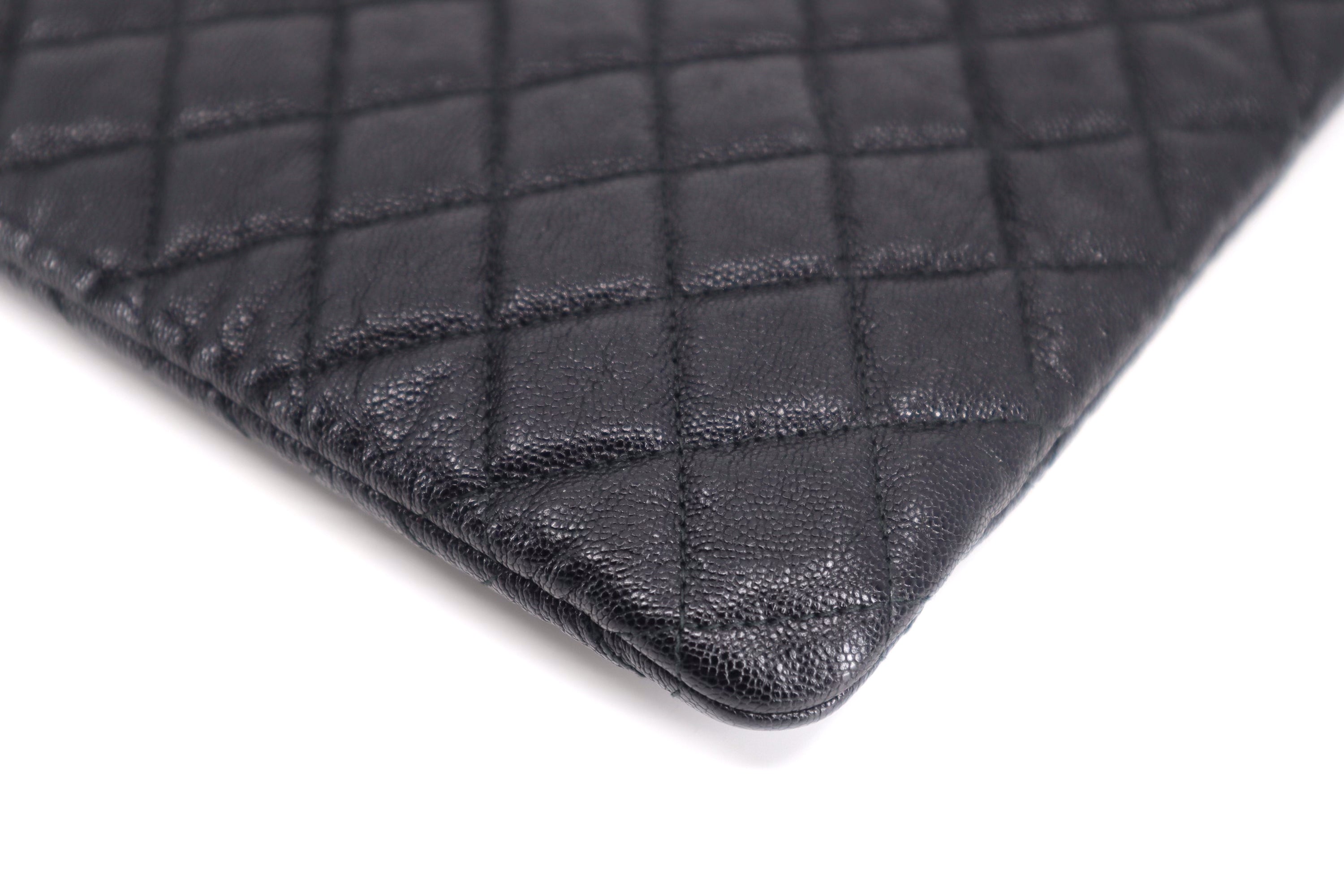 Chanel Caviar Quilted Large Boy Zip Pouch Black