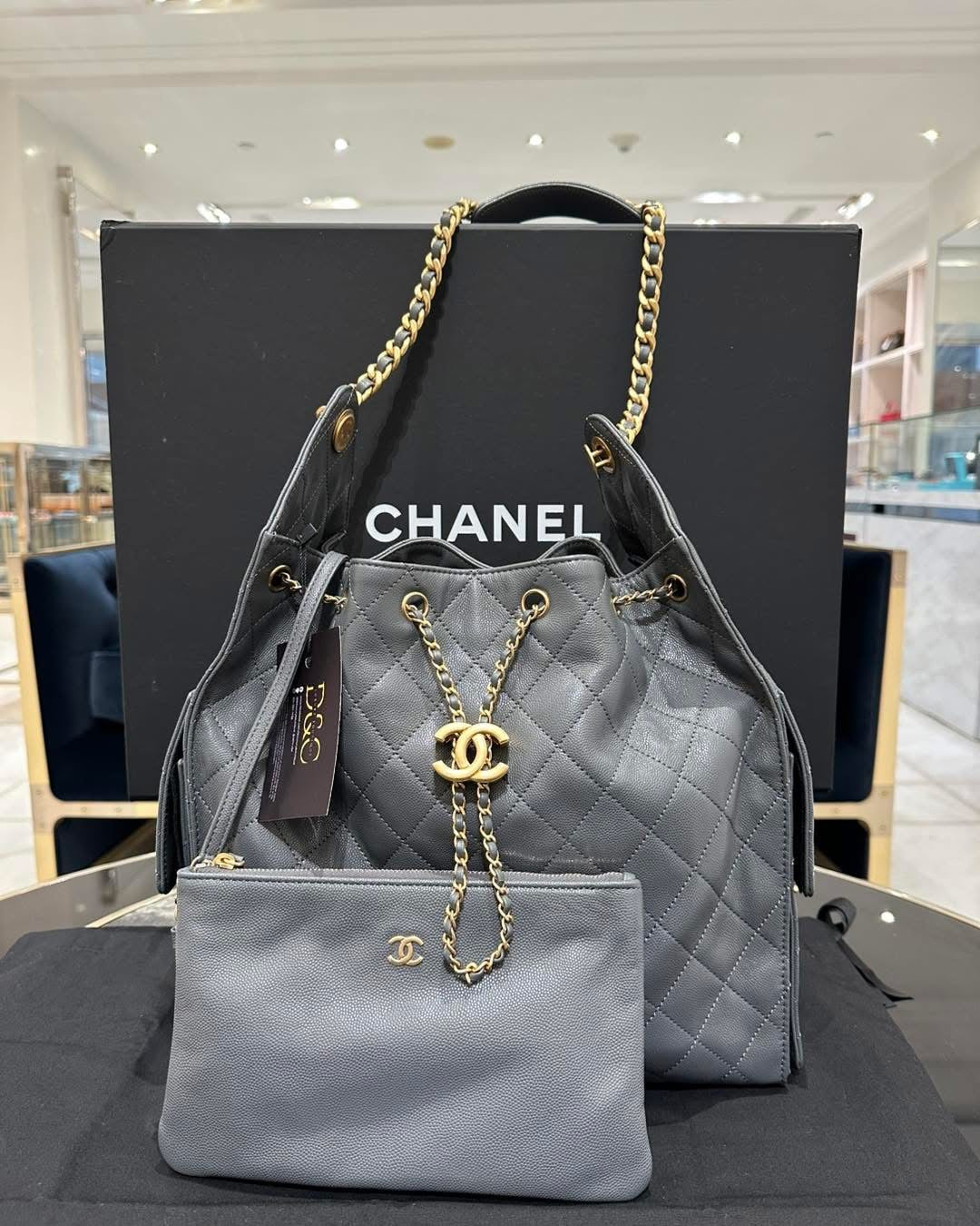 Chanel 25 Medium hobo Bag Dark Grey Caviar GHW