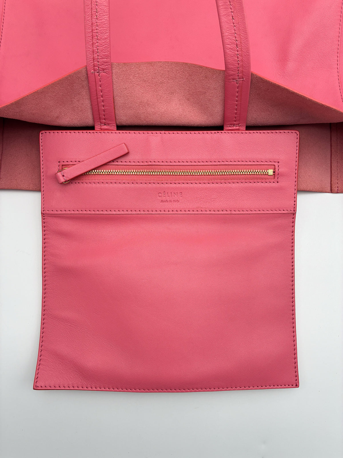 CELINE Vertical Cabas Tote Pink / Rust