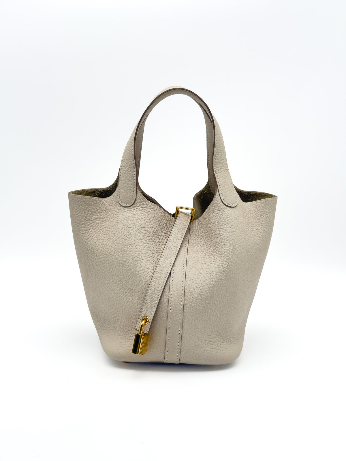 Hermes Picotin Clemence Lock 18 in light craie