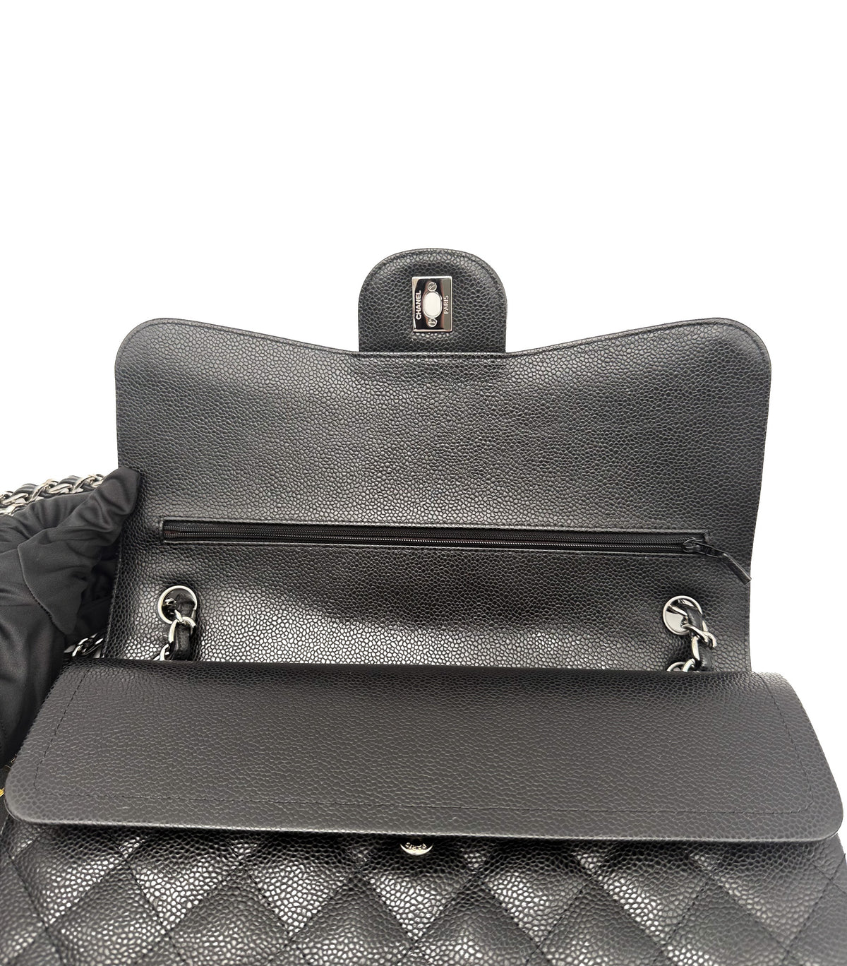 Chanel Jumbo Double Flap Black Caviar Quilted SHW