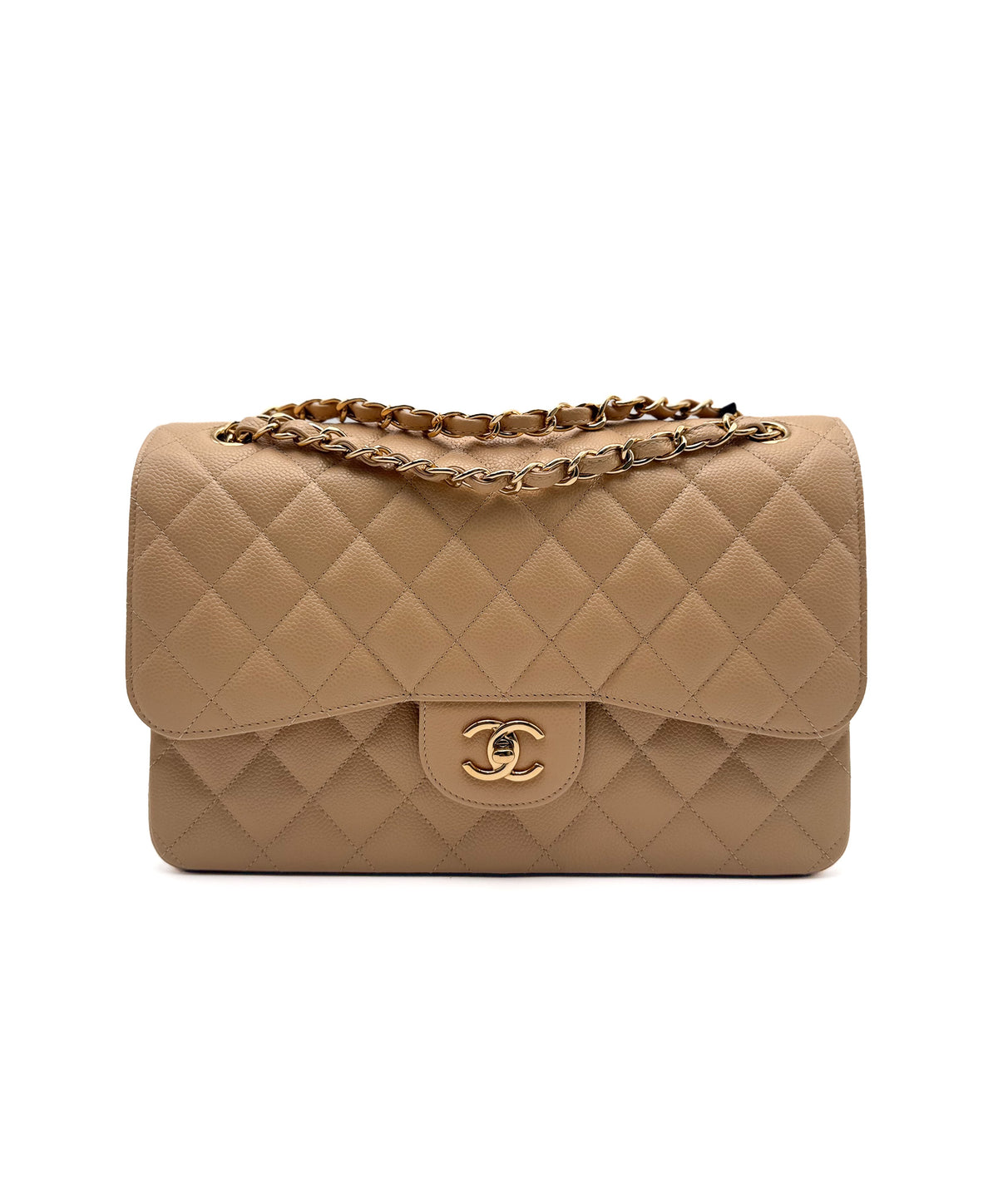 Chanel Beige Double Flap Caviar Leather GHW