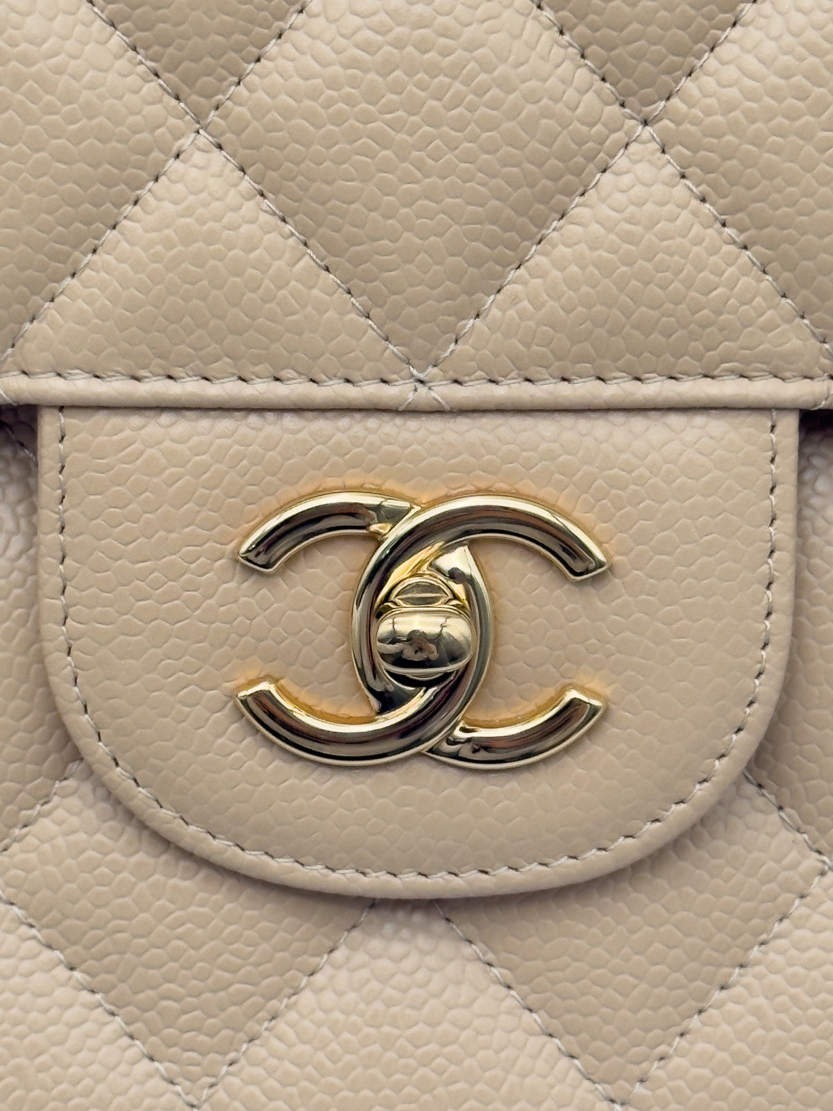 Chanel Beige Double Flap Caviar Leather GHW