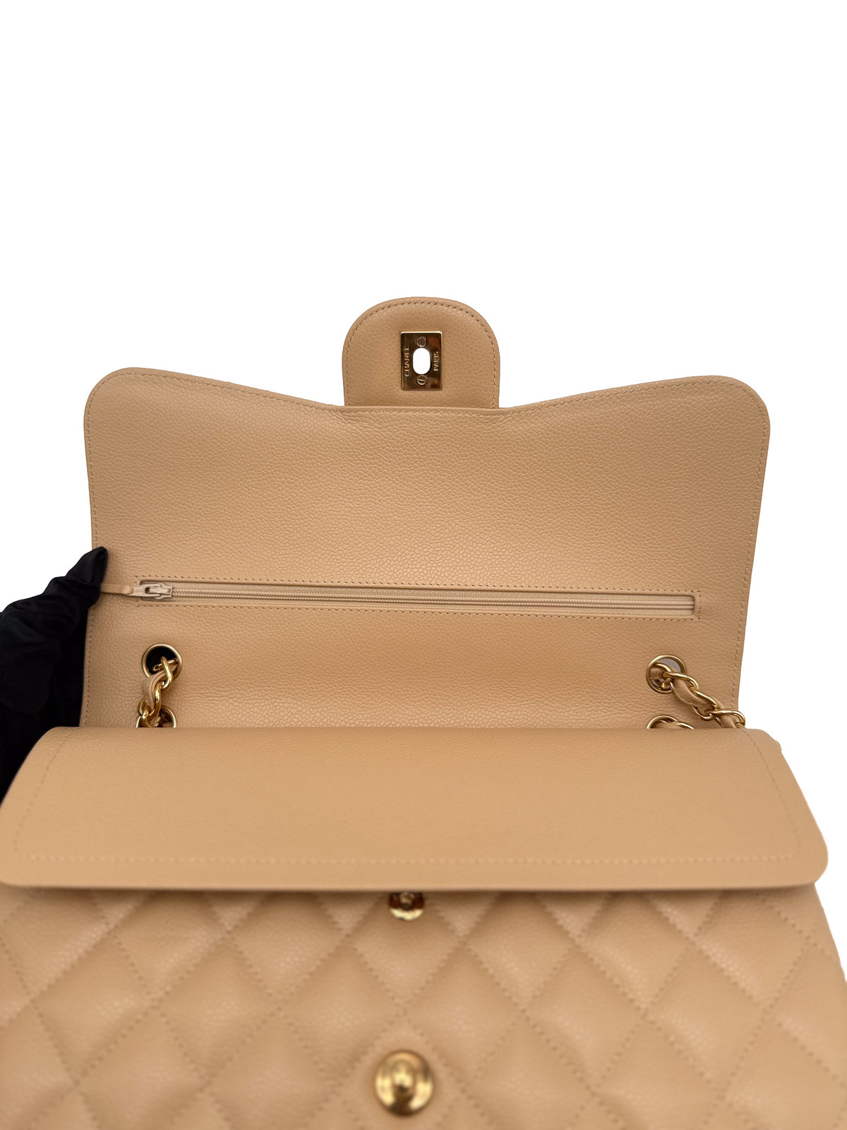 Chanel Beige Double Flap Caviar Leather GHW