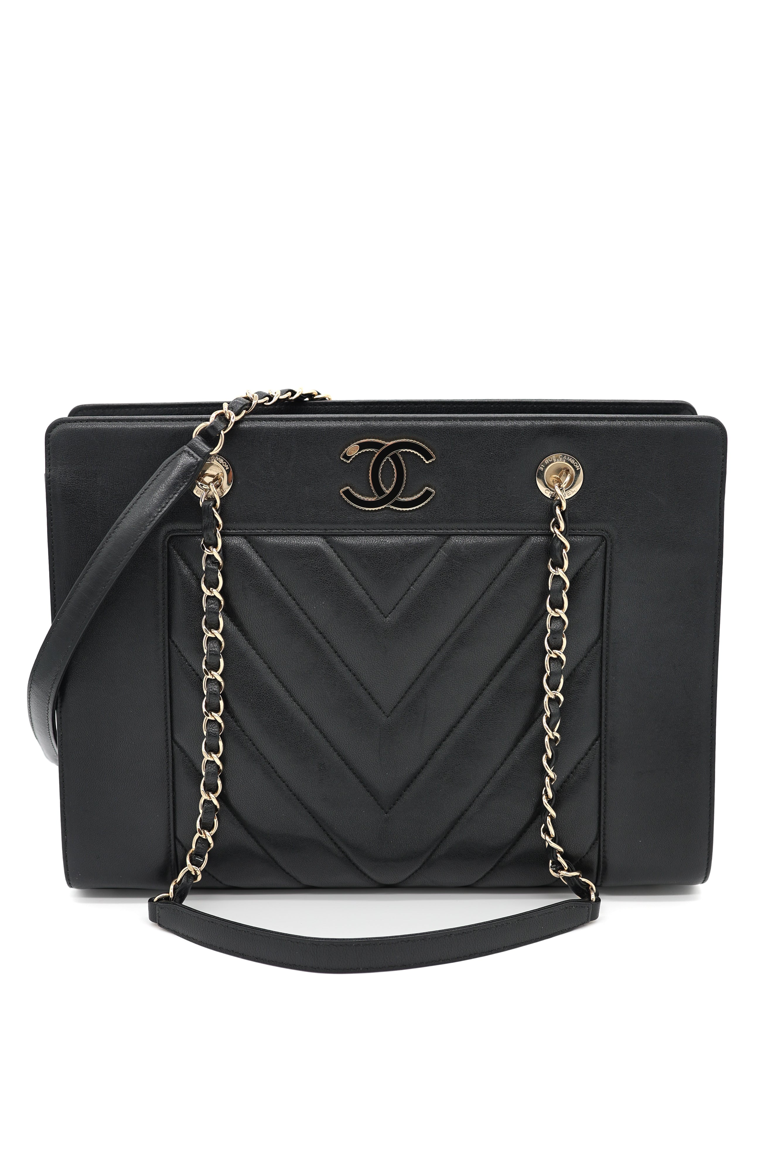 Chanel  Chevron Quilted Mademoiselle Vintage Shopping Tote