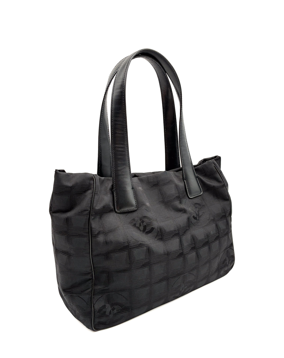 Chanel Vintage Travel Line Tote Bag Black Nylon