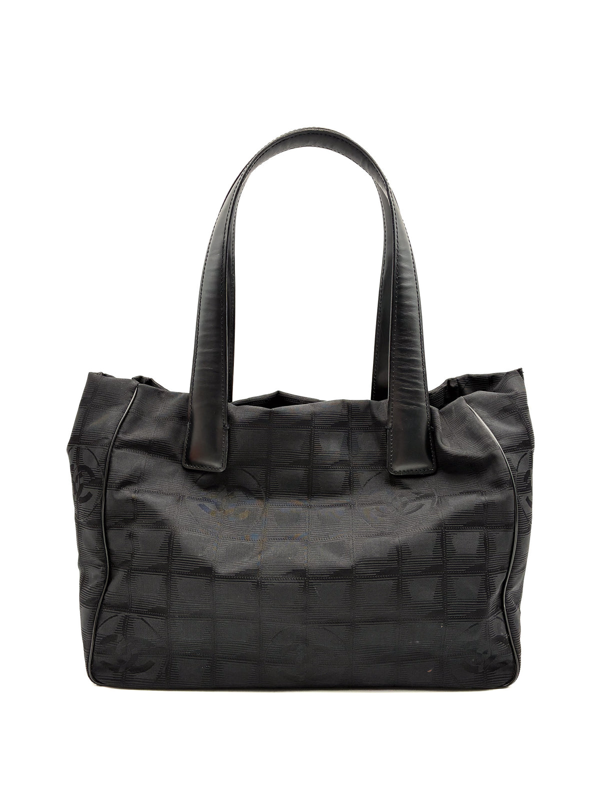 Chanel Vintage Travel Line Tote Bag Black Nylon