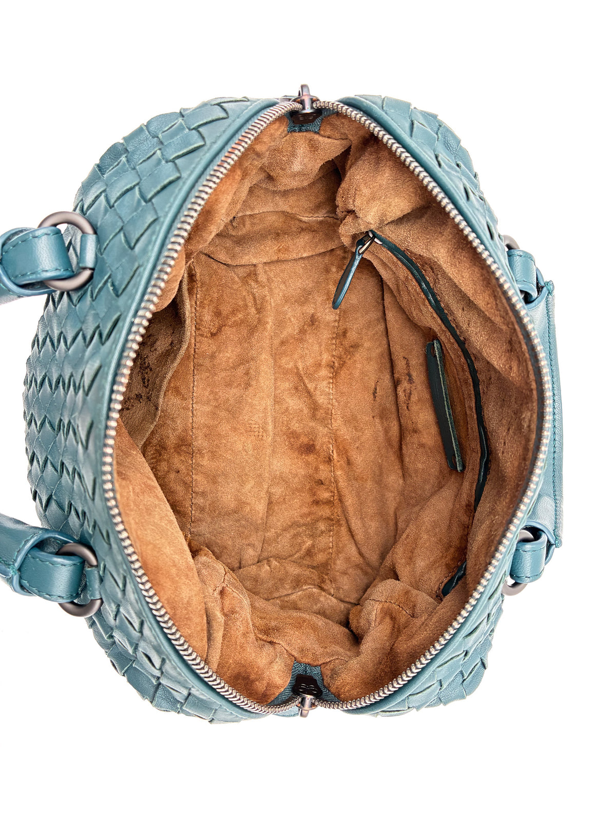 Bottega Veneta Dark Teal Intrecciato Mini Boston Bag