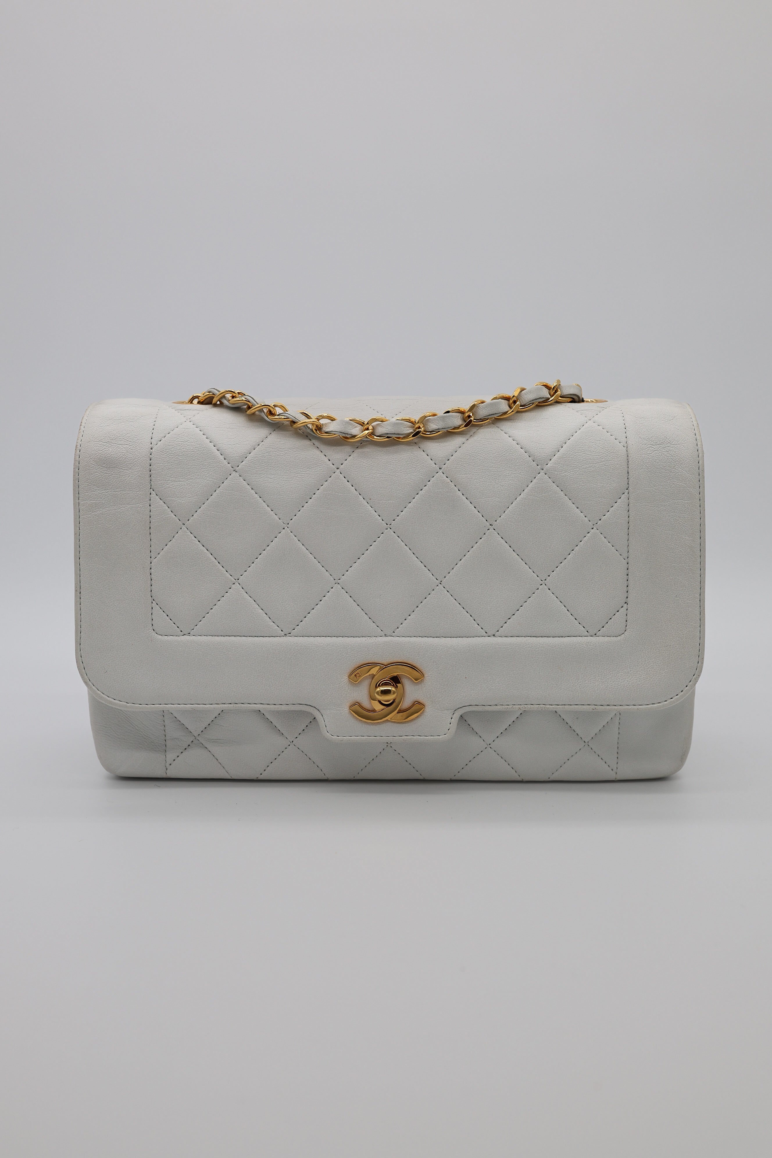 Chanel Diana Flap Chain 24k Shoulder White