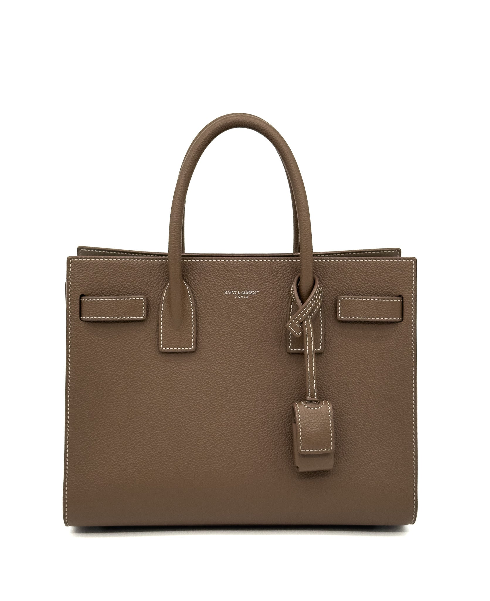 YSL Sac De Jour Taupe Grained Calfskin Leather