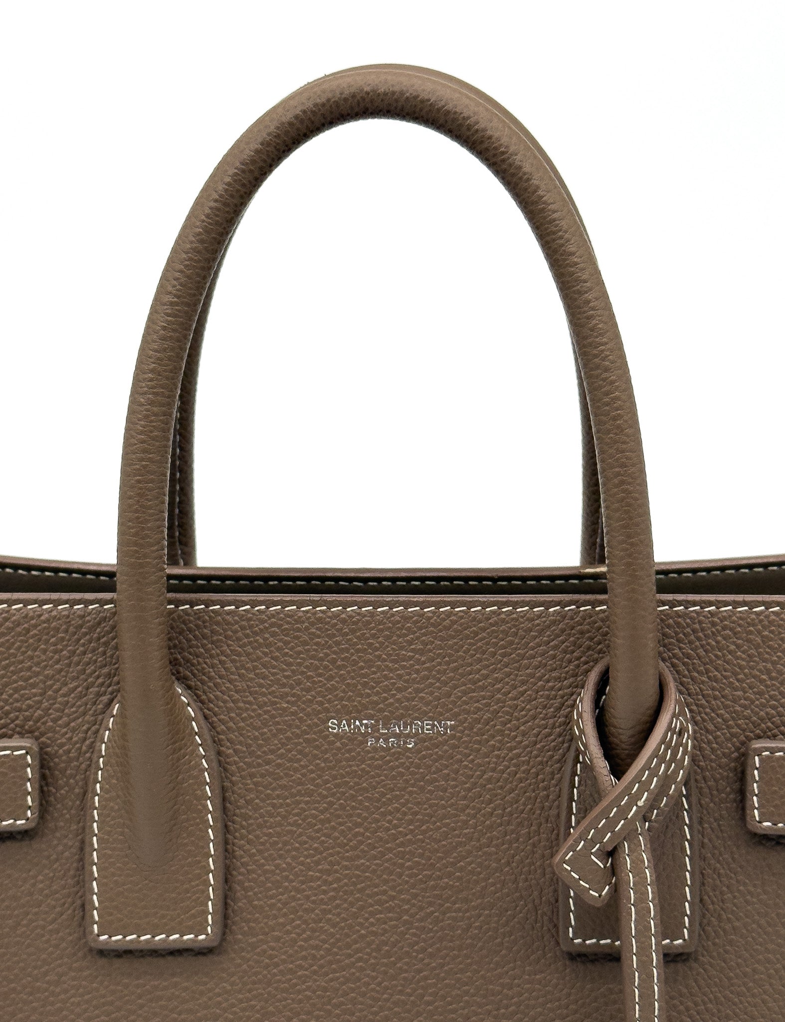 YSL Sac De Jour Taupe Grained Calfskin Leather