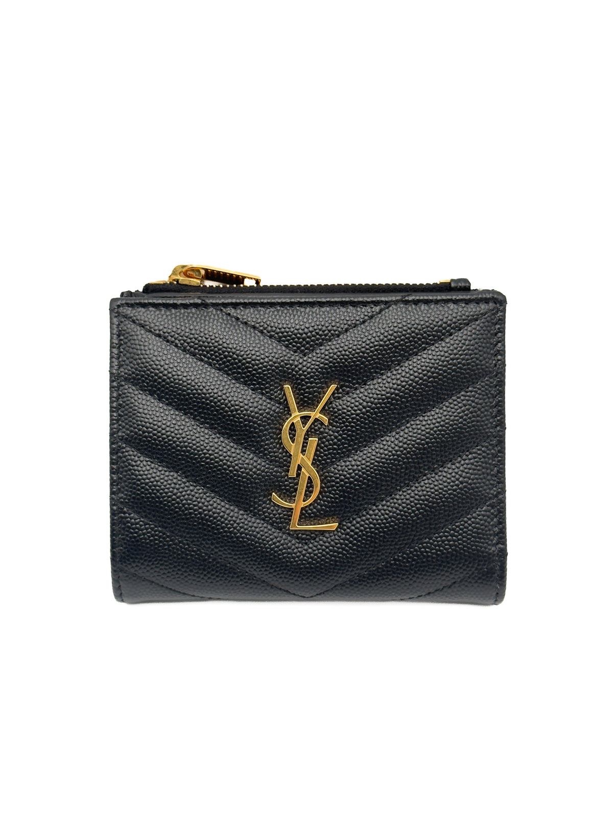 Yves Saint Laurent Cassandre Matelasse Bifold Wallet Black GHW