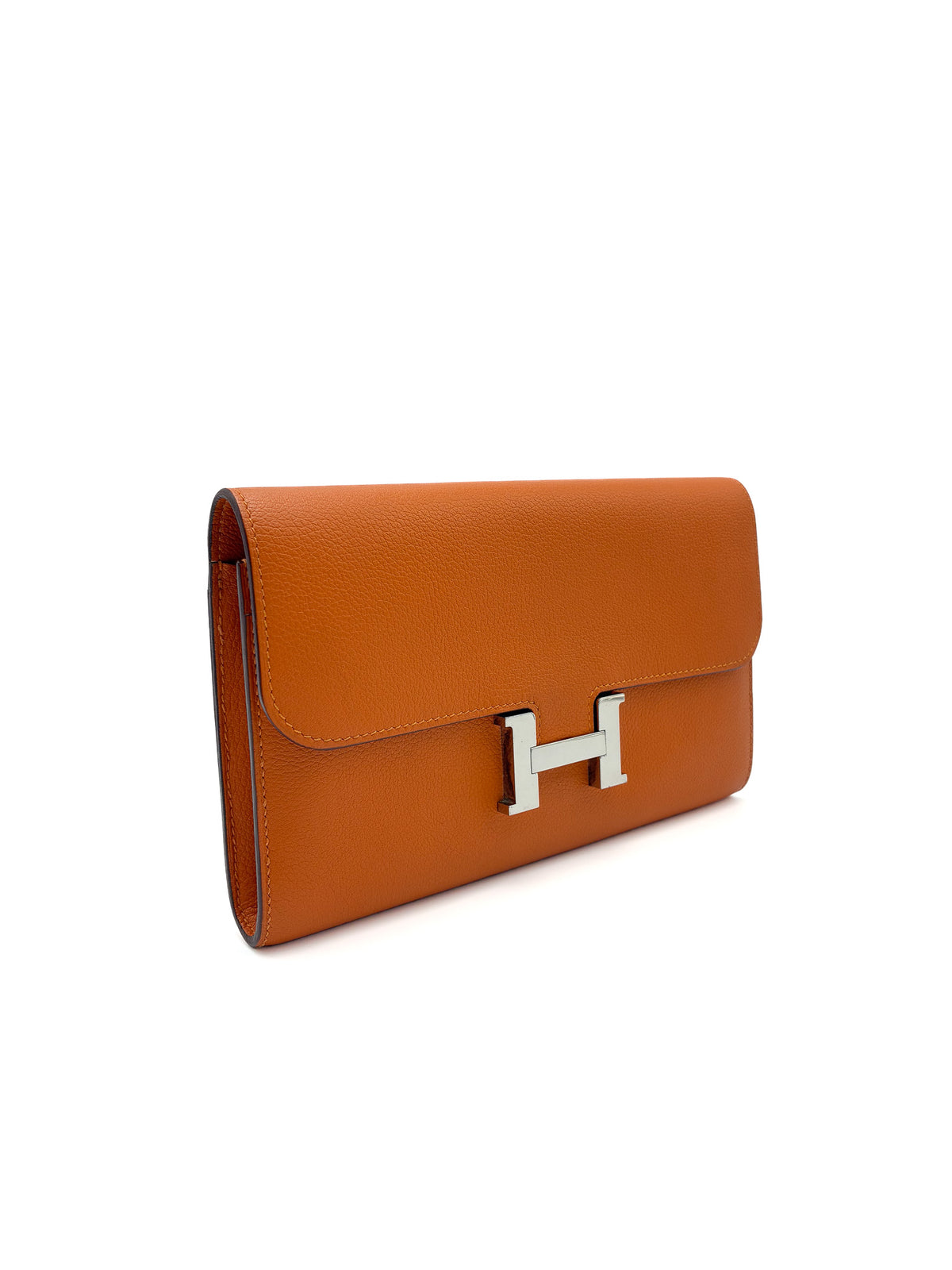 Hermes Constance Long Wallet Orange Evercolor PHW