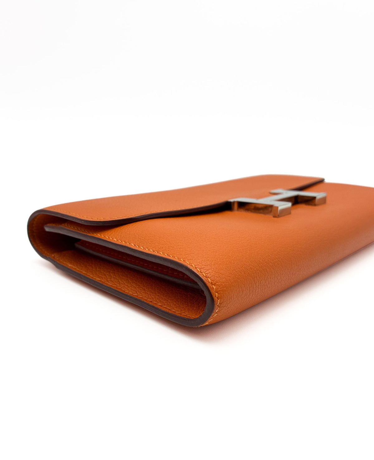 Hermes Constance Long Wallet Orange Evercolor PHW