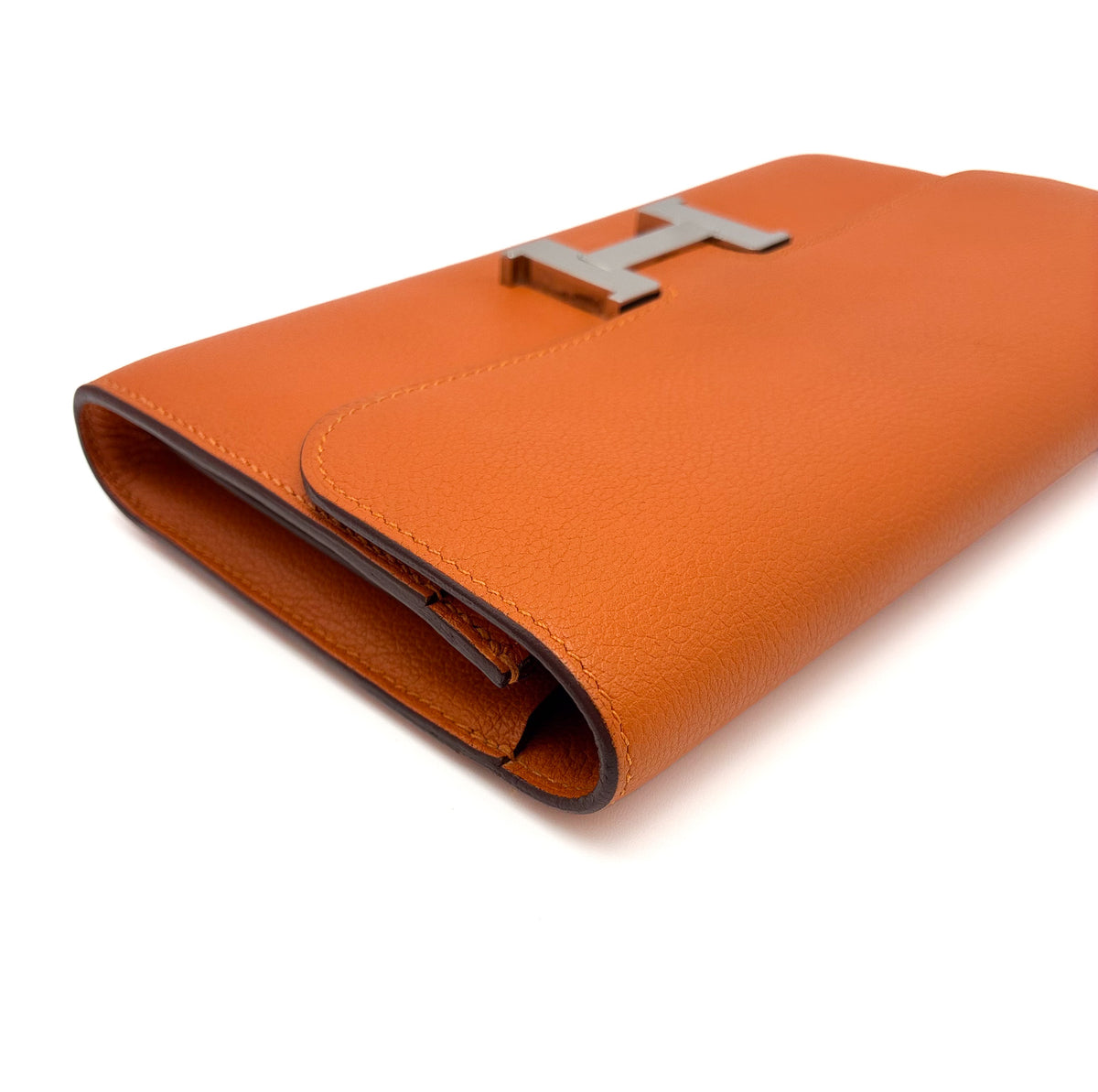 Hermes Constance Long Wallet Orange Evercolor PHW