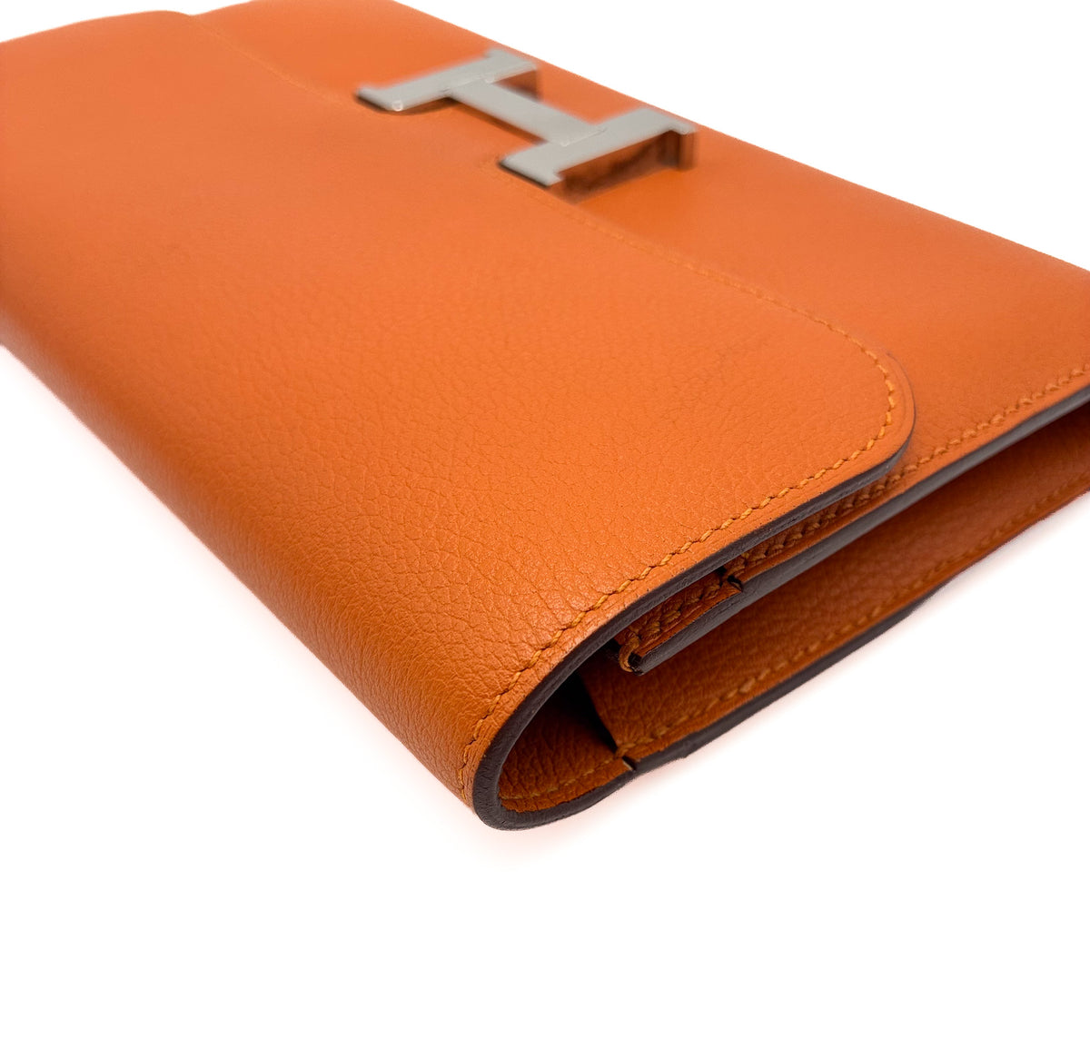 Hermes Constance Long Wallet Orange Evercolor PHW