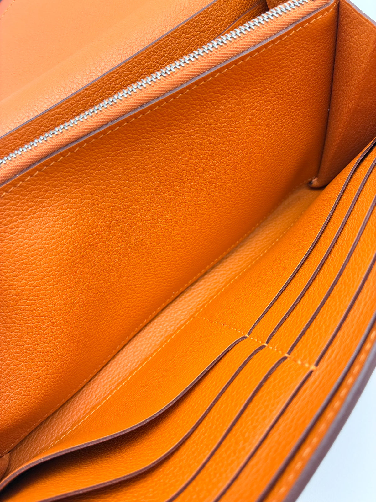 Hermes Constance Long Wallet Orange Evercolor PHW