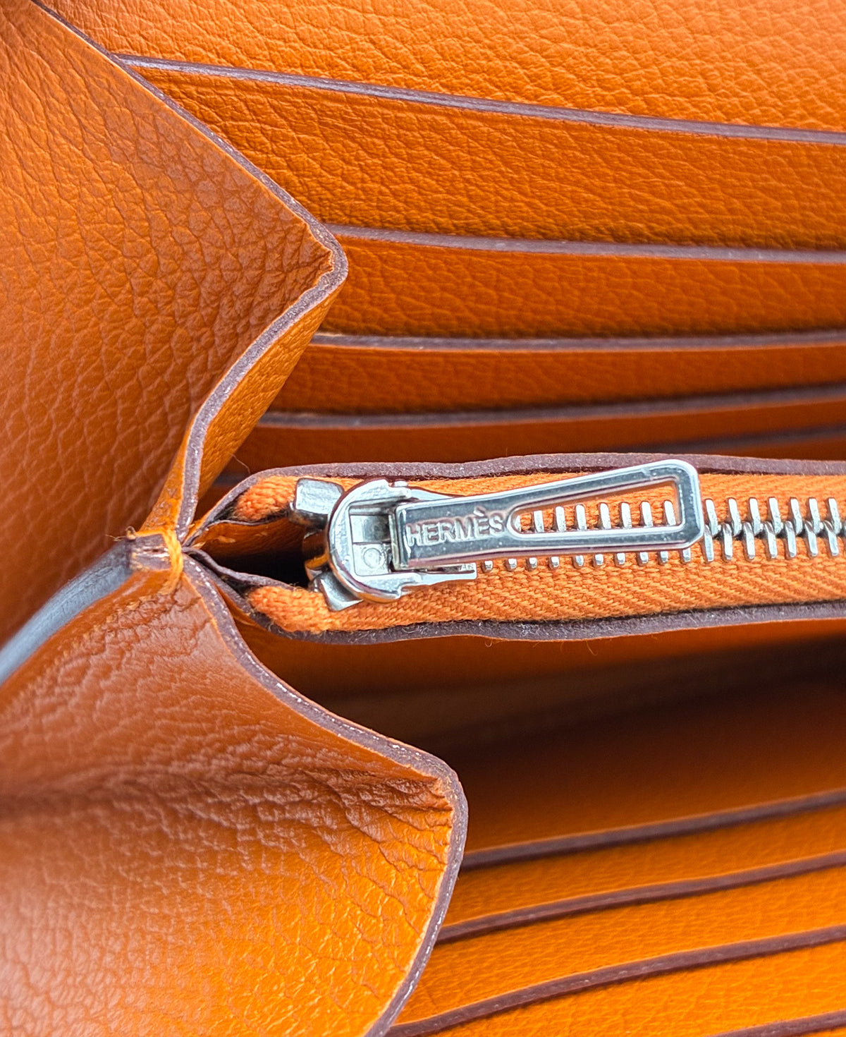 Hermes Constance Long Wallet Orange Evercolor PHW