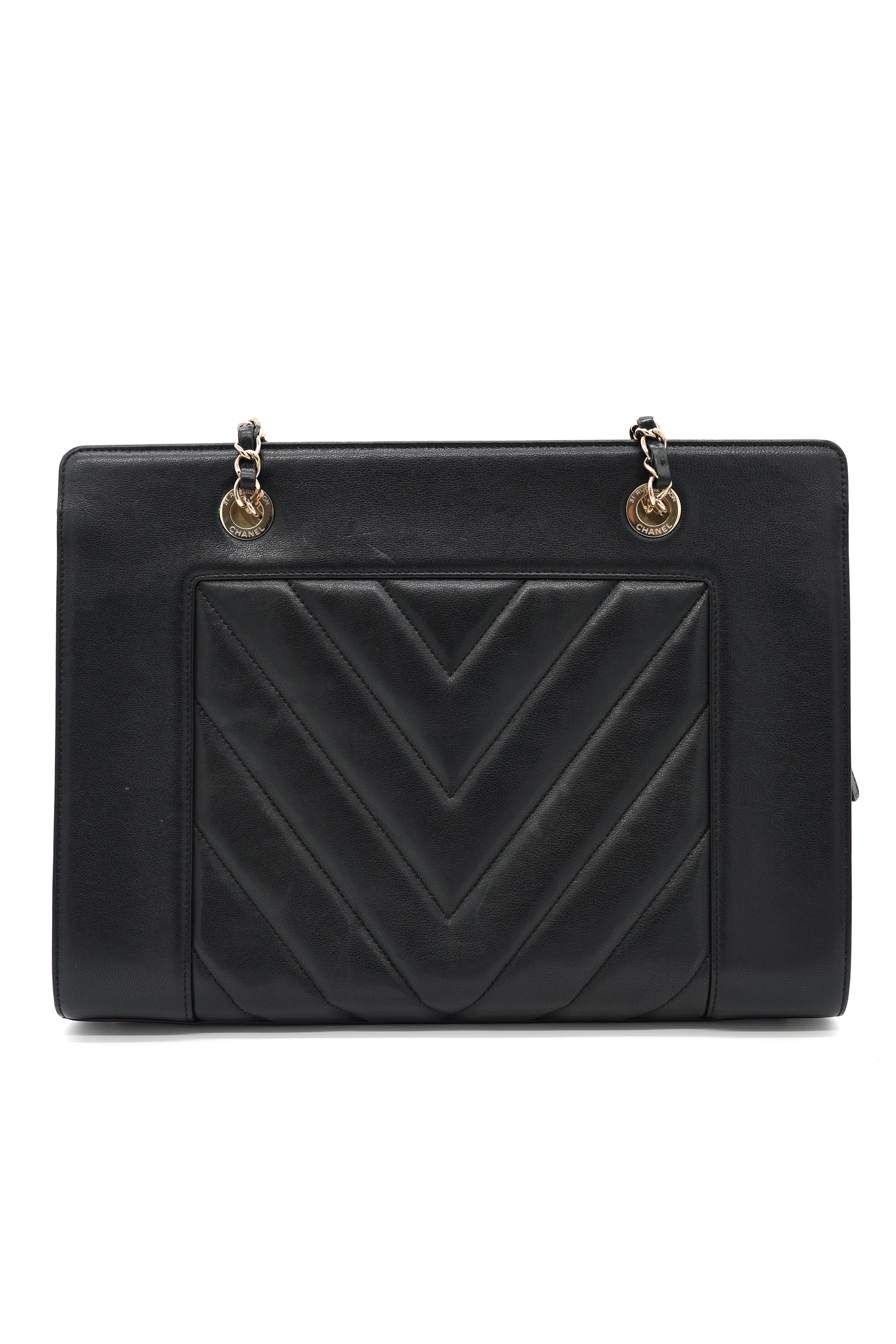 Chanel  Chevron Quilted Mademoiselle Vintage Shopping Tote