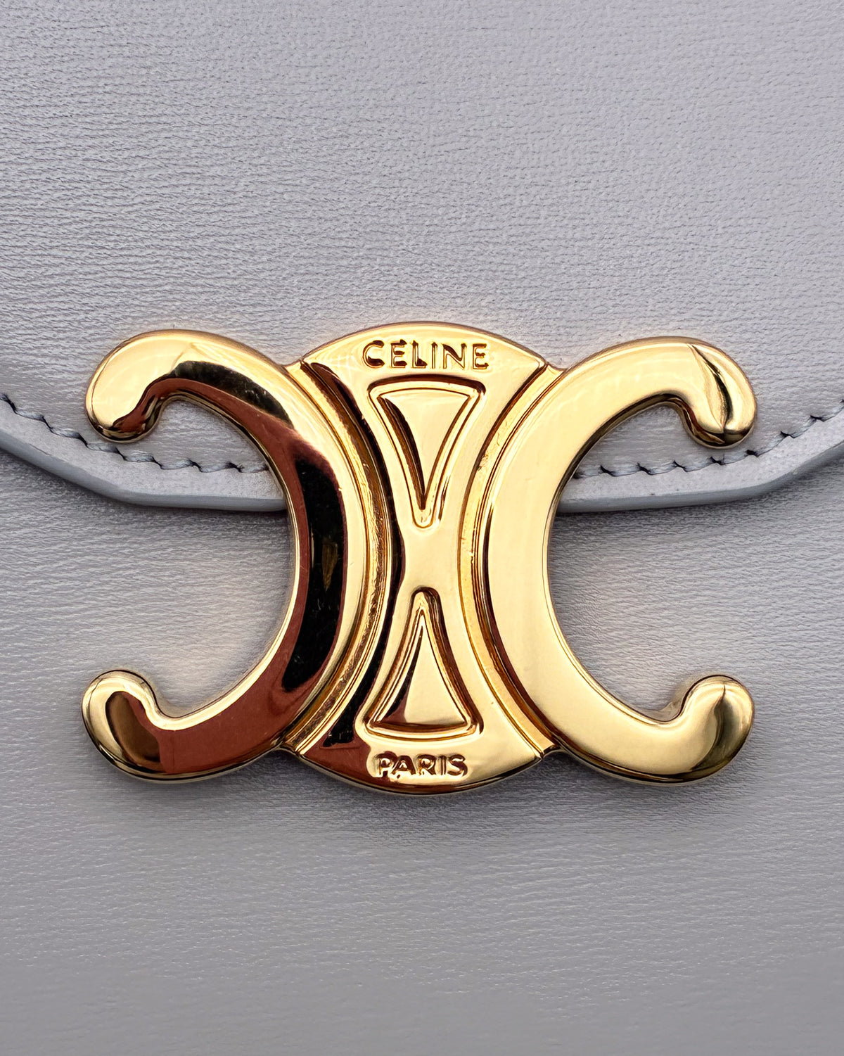 Celine Shiny Triomphe Margo Wallet on Chain Light Stone